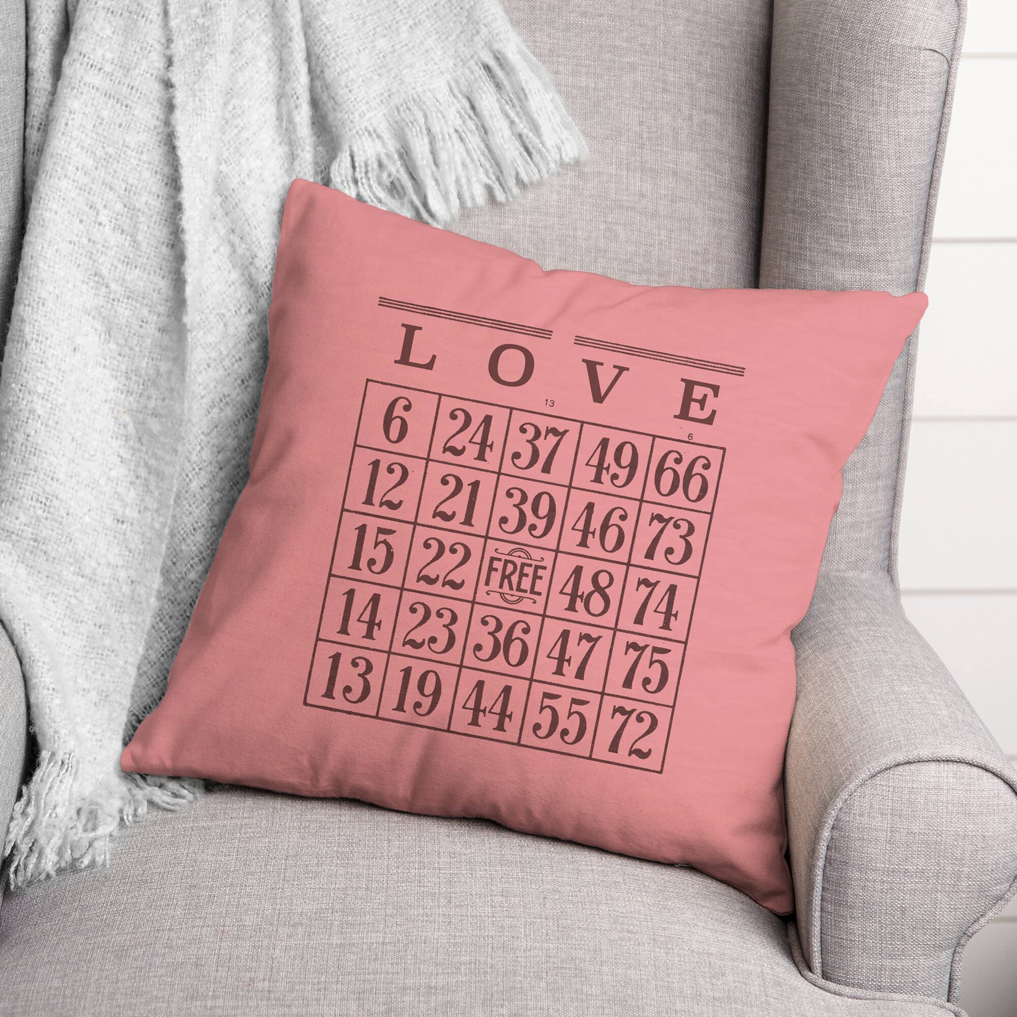 Valentine Bingo 18" x 18" Throw Pillow